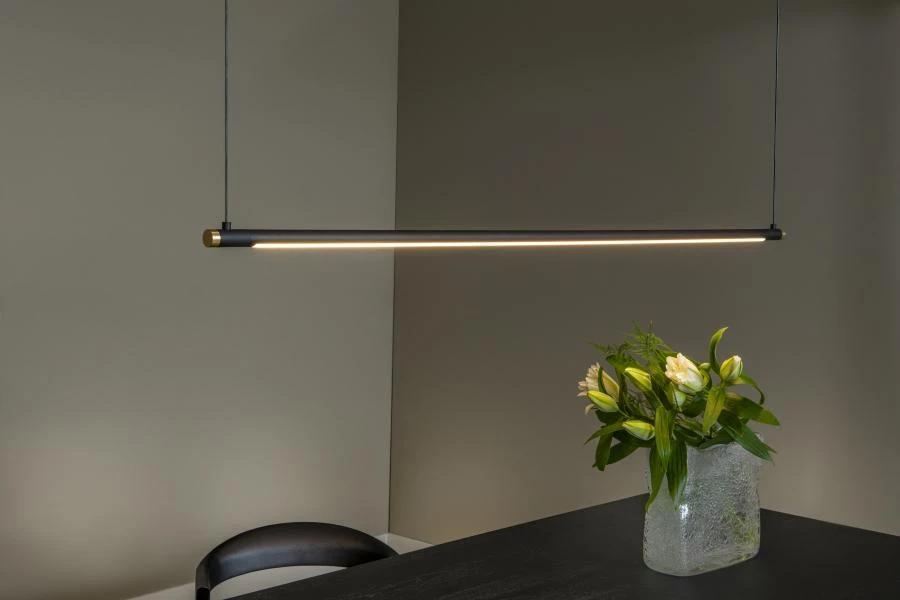 Lucide Premium MARNIK - Pendelleuchten - Ø 2,5 cm - LED Dim. - CCT - 1x22W 2700K/4000K - Hand-Bewegungssensor - Schwarz - Atmosphäre 1